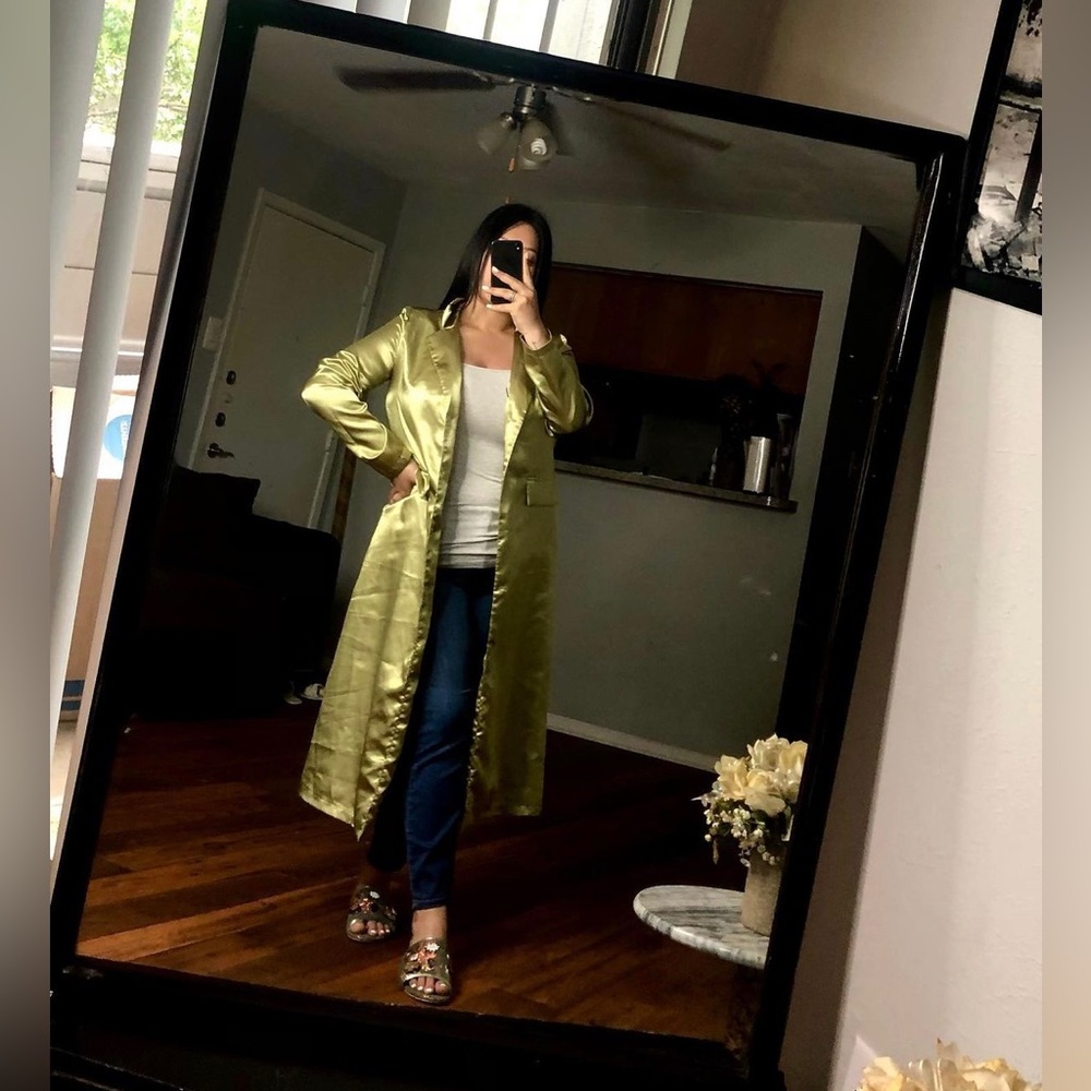 Golden Green colored duster coat